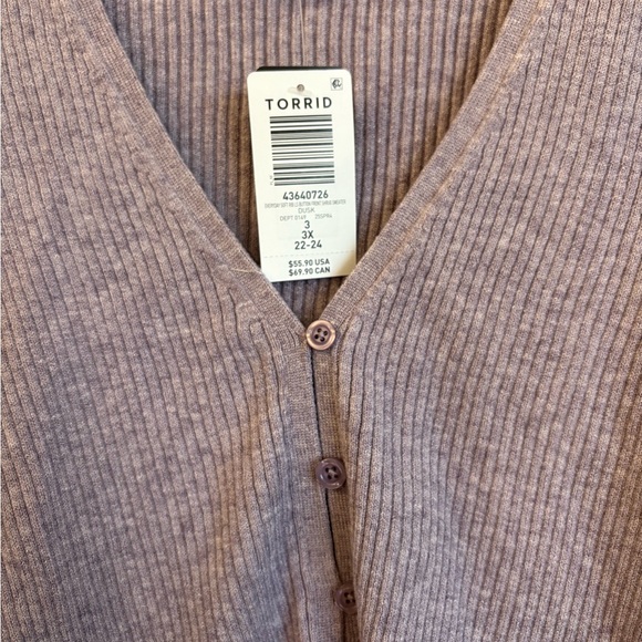 NWT Crop Purple V-Neck Sweater Ribbed Knit Super Soft Cozy - Picture 5 of 11